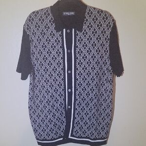 Men's Preppy Button Down Black and White  Shirt
